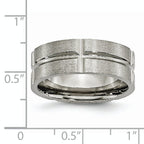 Grooved Wedding Band in Titanium, 8mm