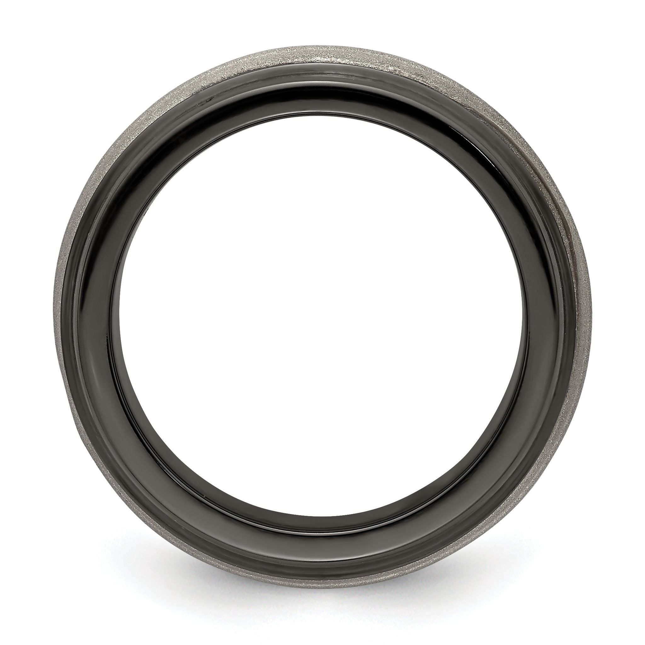 Edward Mirell Black Ti and Titanium with Argentium Sterling Silver Inlay Lasered/Polished Wave 10mm Band Secondary image
