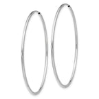 10K White Gold Endless Hoop Earrings with Polished Rhodium Finish