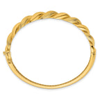 14k Polished Twisted Textured 7.75mm Hinged Oval Bangle Bracelet