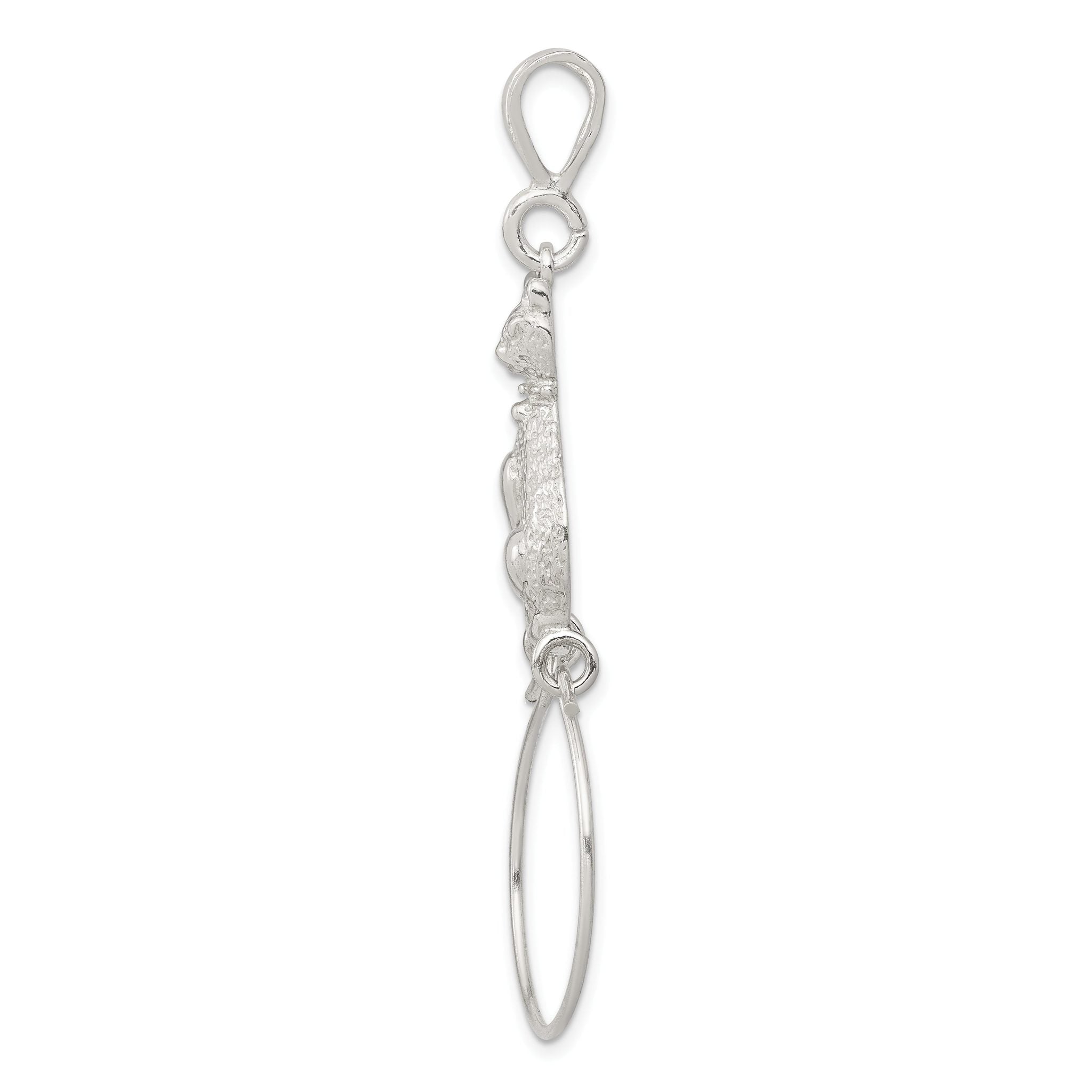 Sterling Silver 925 Cat Charm Pendant with Polished Anti-Tarnish Finish Secondary image