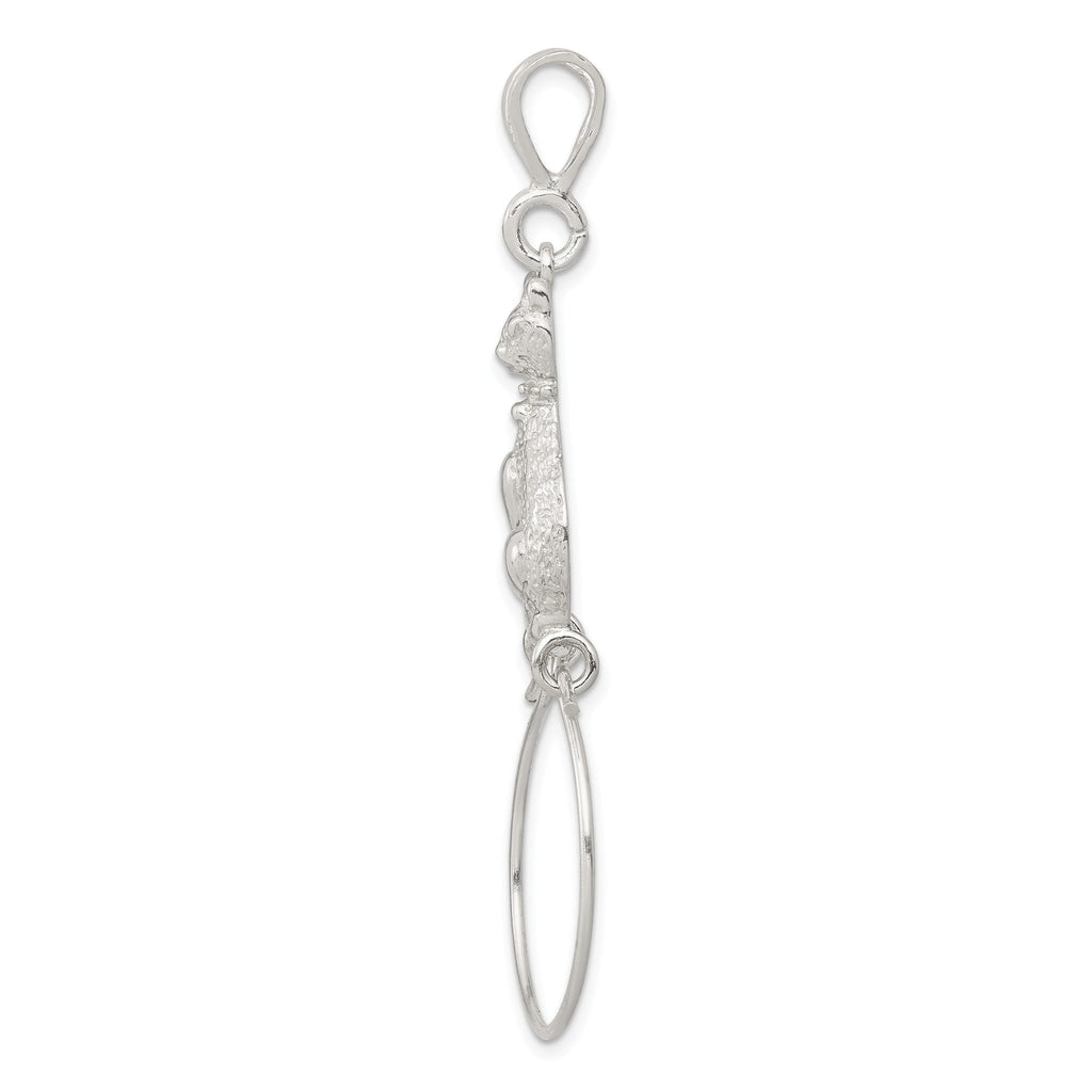 Sterling Silver 925 Cat Charm Pendant with Polished Anti-Tarnish Finish