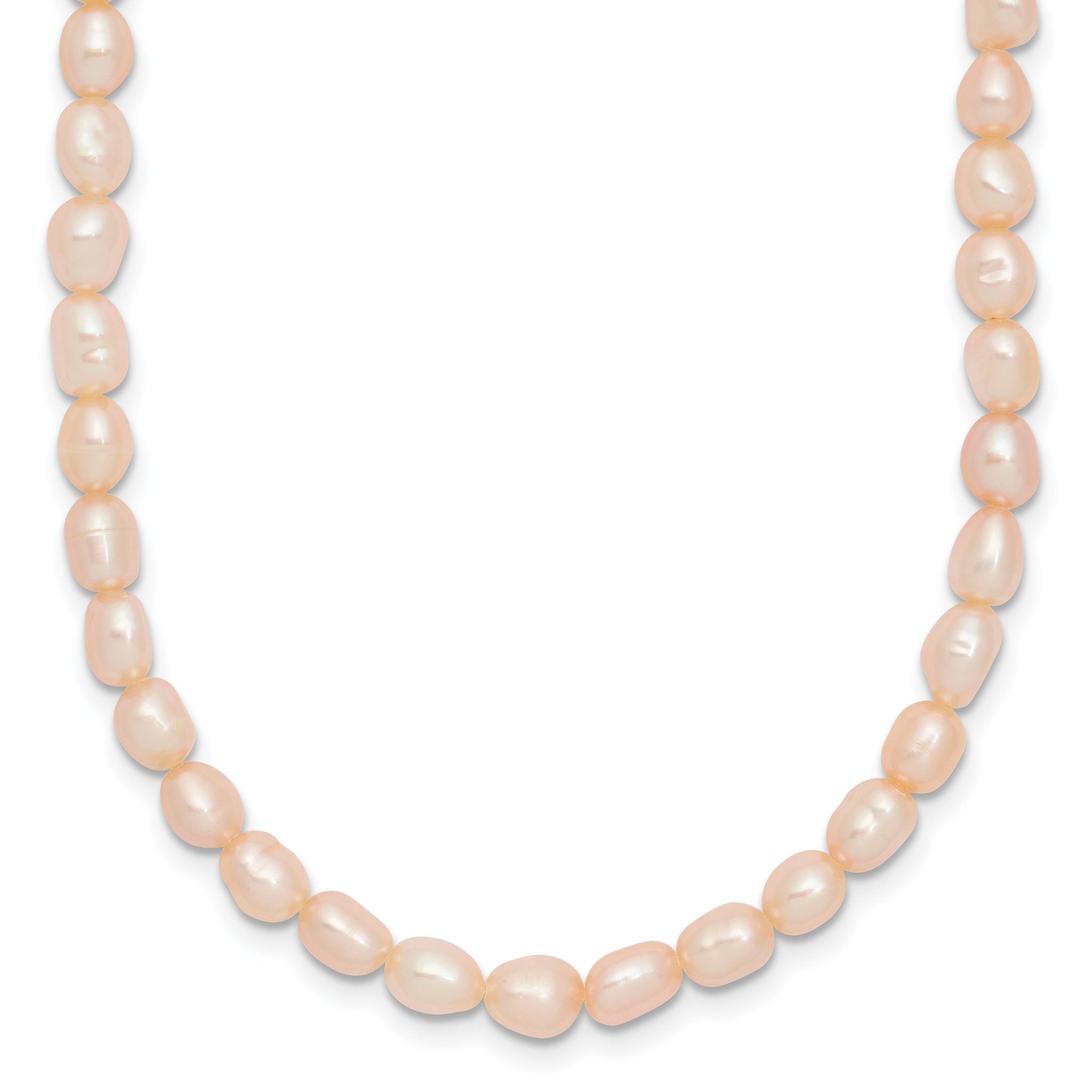 Sterling Silver Rhodium-plate 4-5mm Pink Rice Freshwater Cultured Pearl Children's 13 inch Necklace Main image