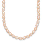 Sterling Silver Rhodium-plate 4-5mm Pink Rice Freshwater Cultured Pearl Children's 13 inch Necklace
