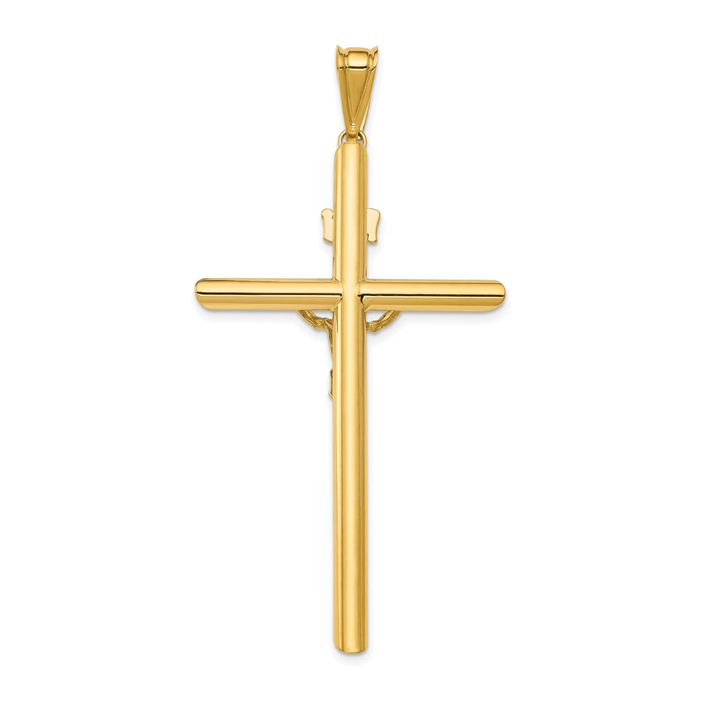 14K Two-Tone Gold Crucifix Pendant with Polished Finish