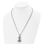 Chisel Stainless Steel Polished and Antiqued Money Bag Pendant on a 22 inch Curb Chain Necklace