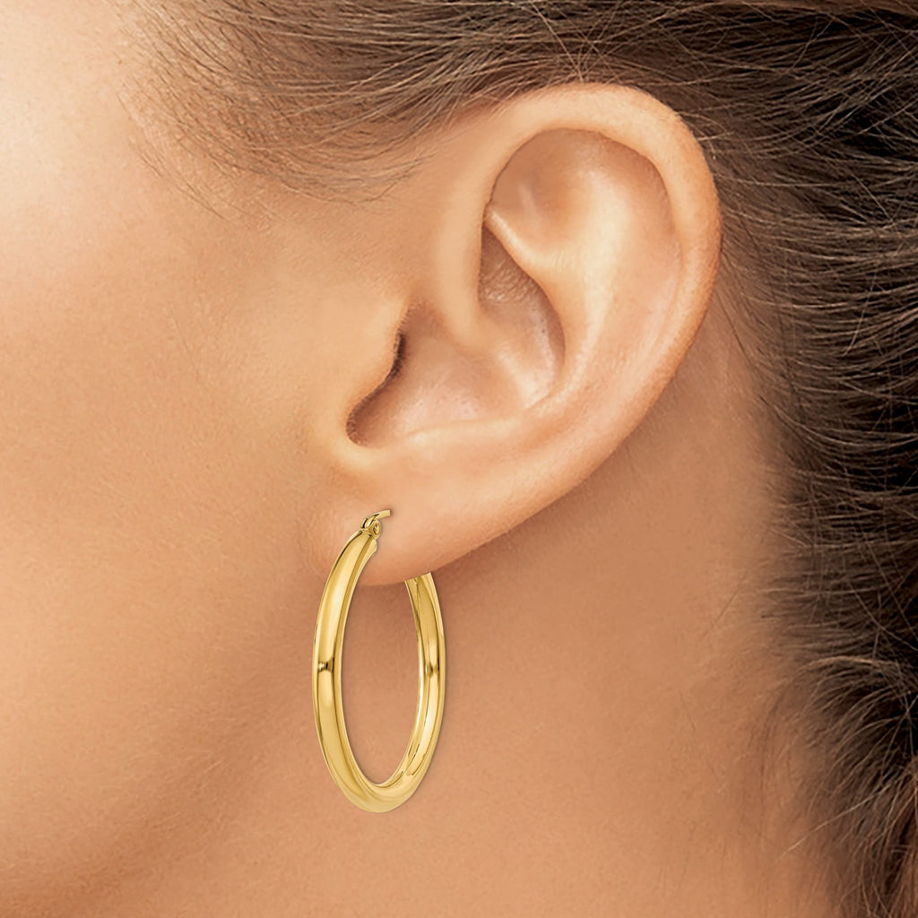 Polished Tube Hoop Earrings in 14K Yellow Gold