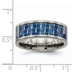 Blue Carbon Fiber Inlay Wedding Band in Titanium, 8mm