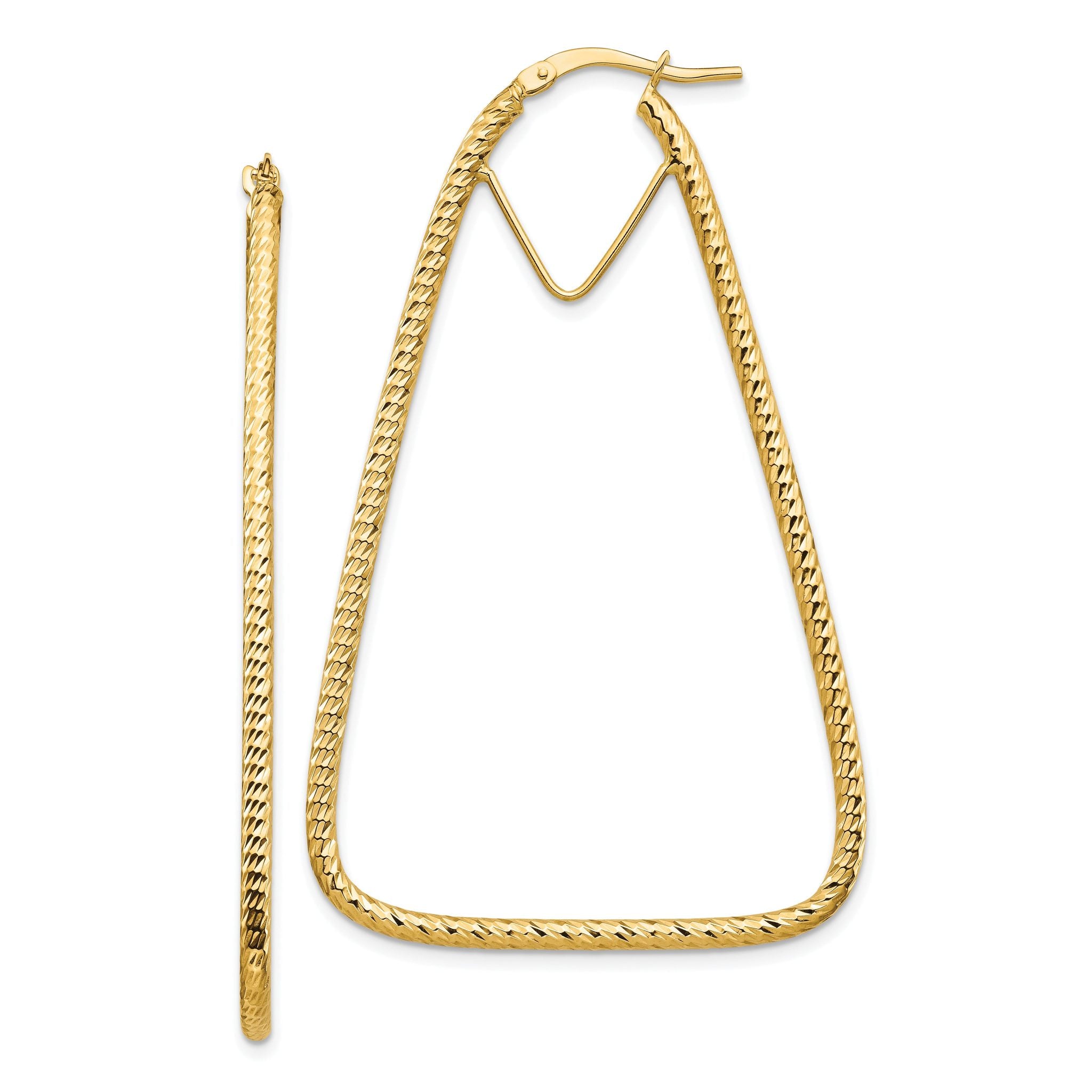 14k Polished & Diamond-cut Double Triangle Hoop Earrings Main image