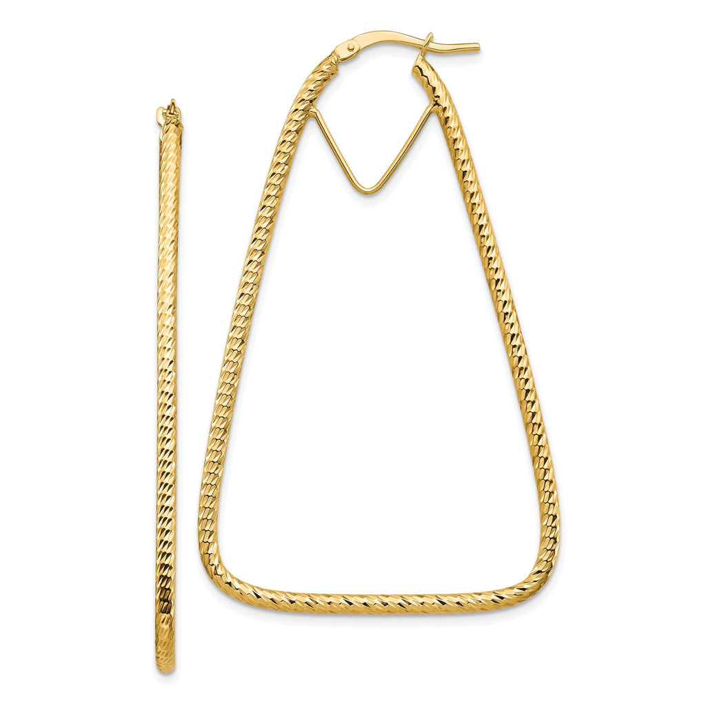 14k Polished & Diamond-cut Double Triangle Hoop Earrings