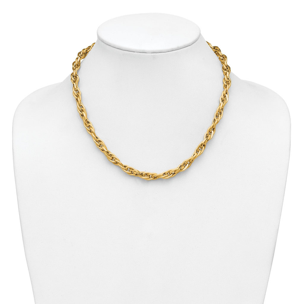 14K Polished and Textured Fancy Twisted Link Necklace