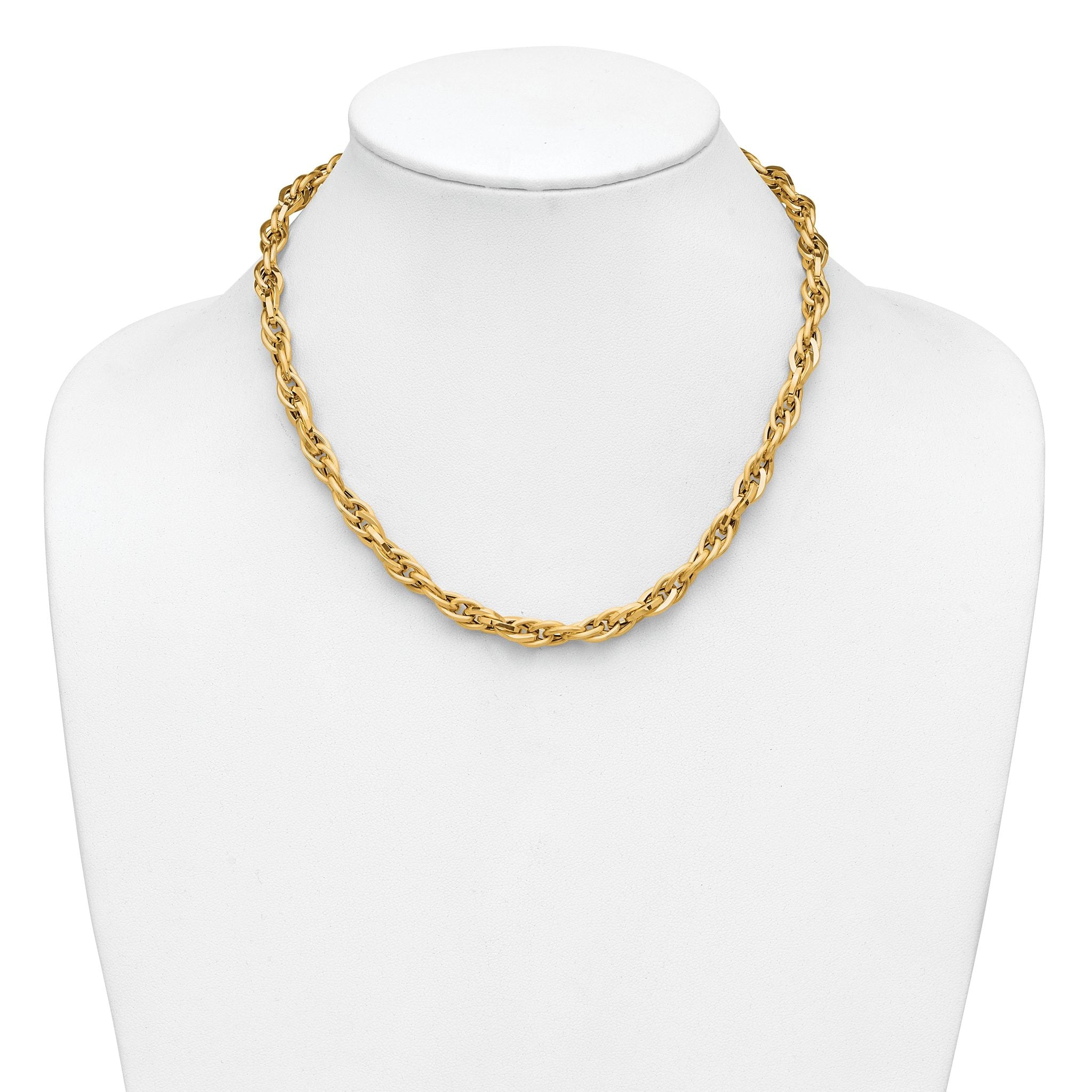 14K Polished and Textured Fancy Twisted Link Necklace