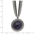 Reversible Blue Sandstone Necklace in Stainless Steel