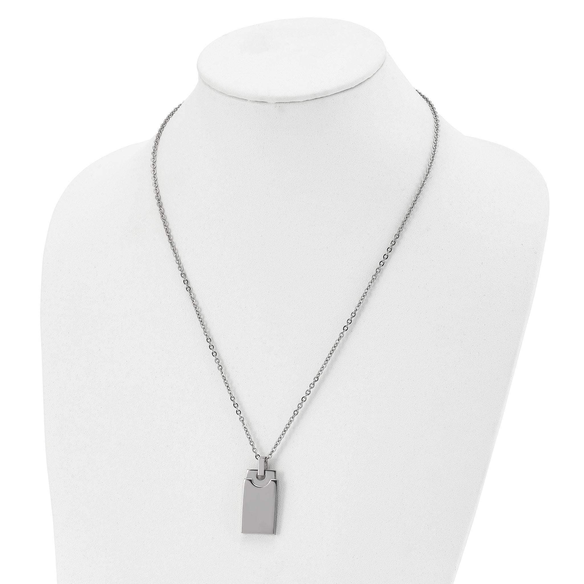 Sophia Jewelers Men's Stainless Steel Polished Necklace with Engravable Pendant