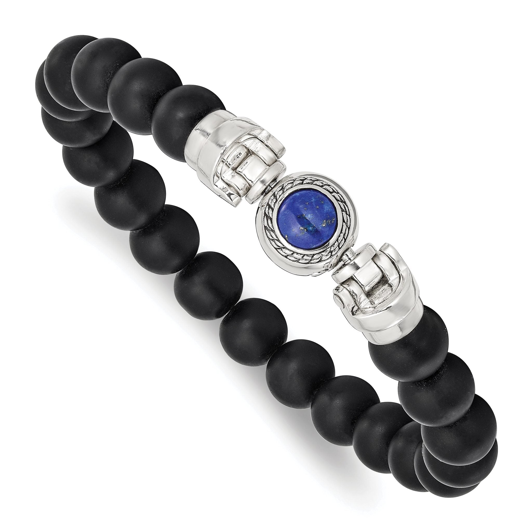 Sterling Silver Reflections 10mm Matte Black Onyx Beaded 8in Bracelet/Bead not included, sold seperately Secondary image