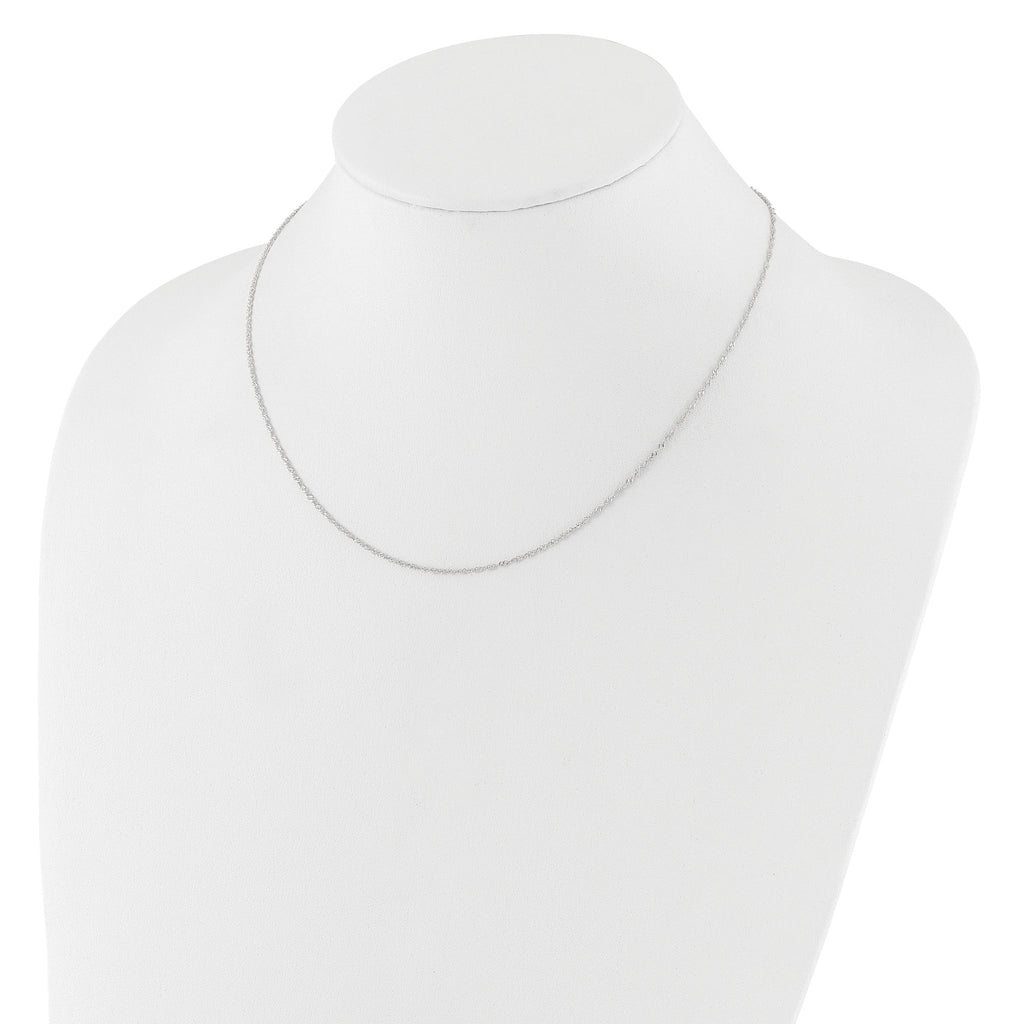 14 Karat White Gold  1.25mm Singapore 18in+2in Adjustable Chain