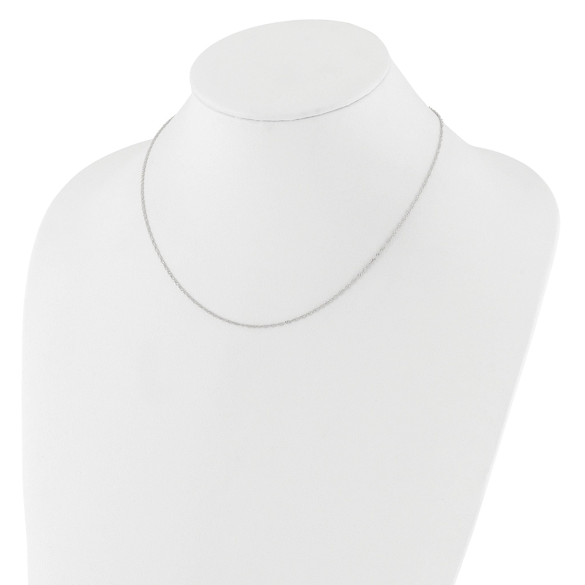 14 Karat White Gold  1.25mm Singapore 18in+2in Adjustable Chain