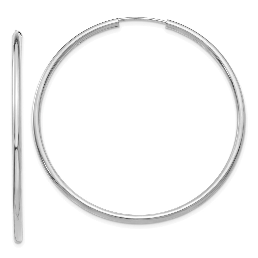 14K White Gold Polished Endless Hoop Earrings 2mm 50mm WomenÃÂ¢Ã¢âÂ¬Ã¢âÂ¢s Classic Style