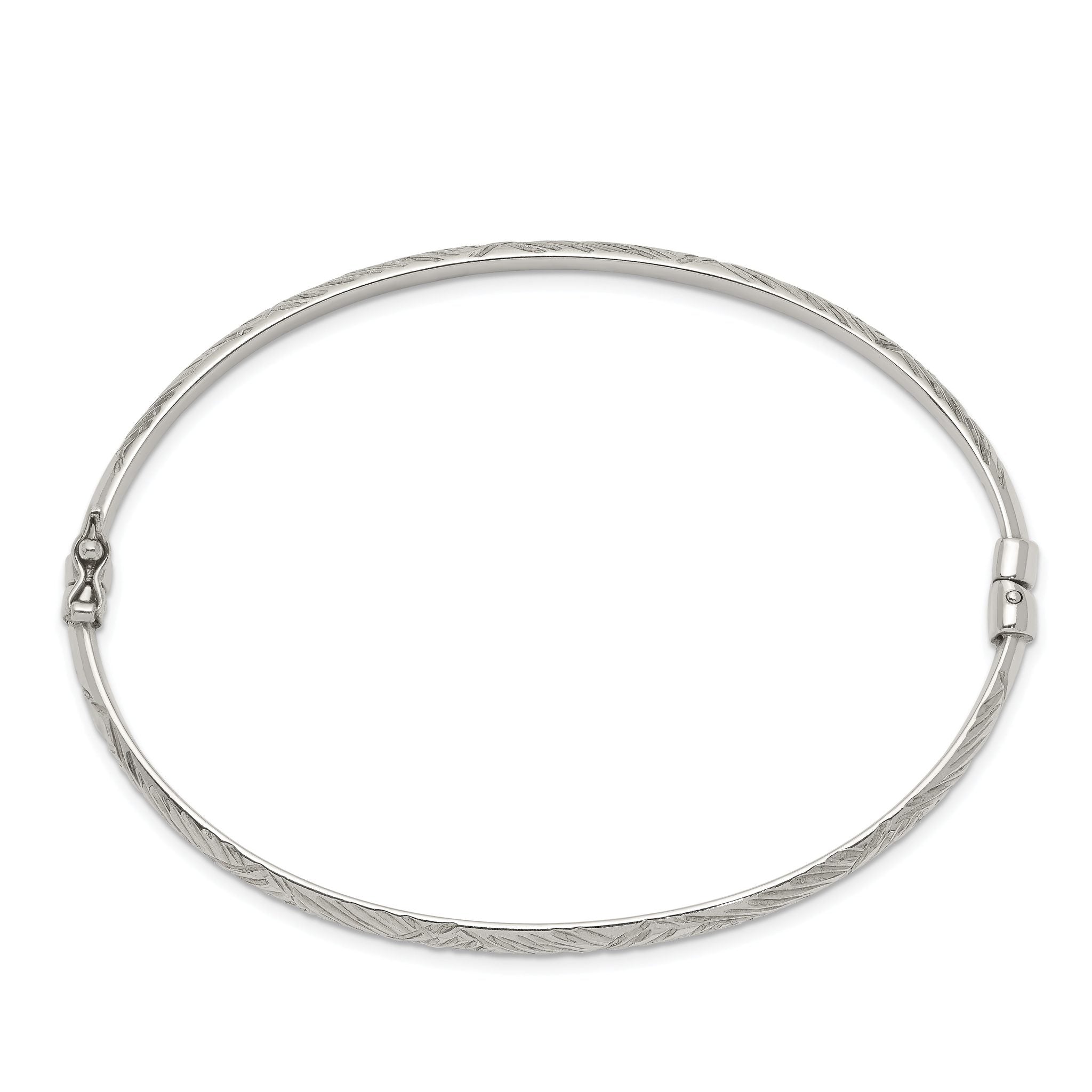 Sterling Silver Diamond Cut 4mm Bangle and 3mm Hoop Earring Set Secondary image