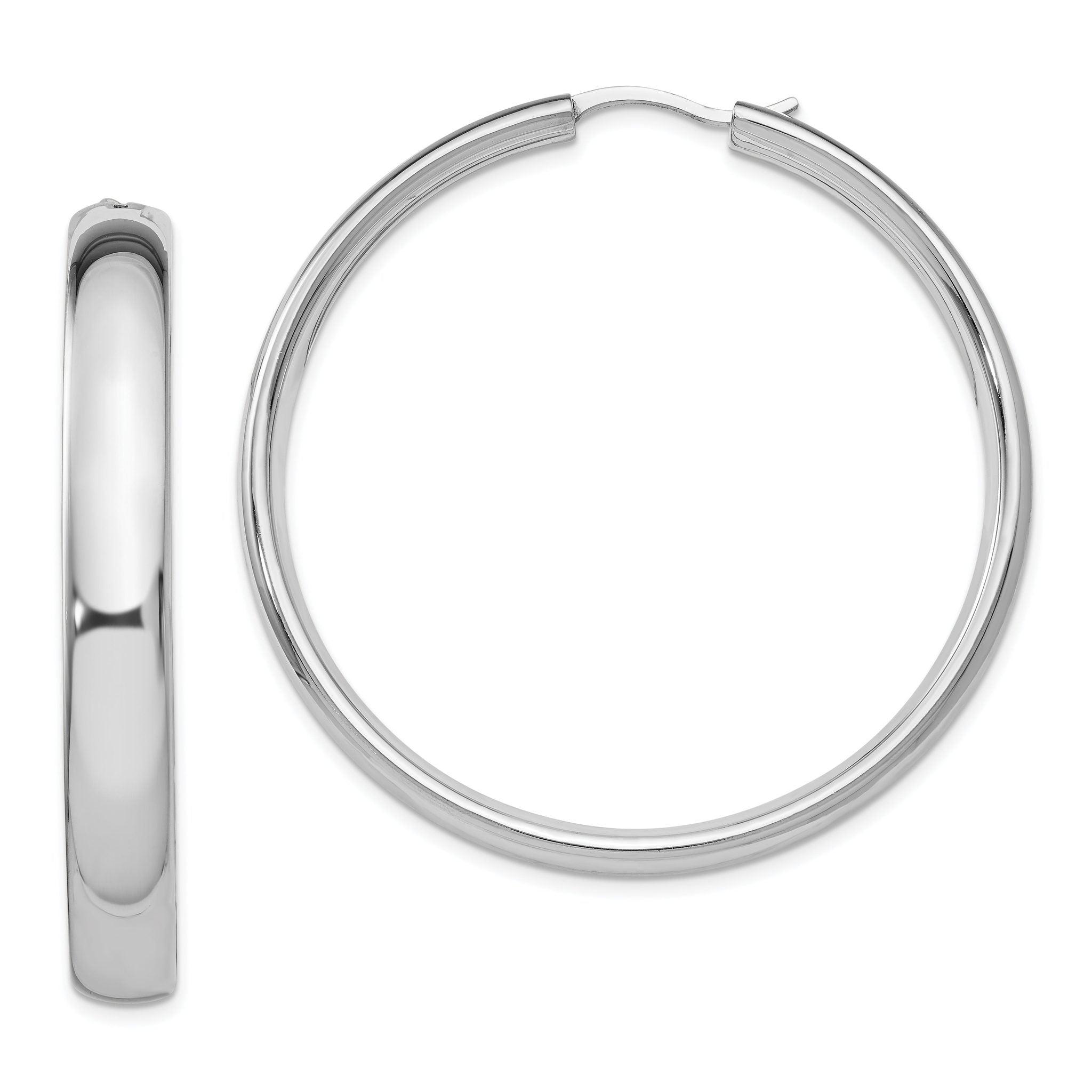 Sophia Jewelers Sterling Silver Rhodium-Plated Hoop Earrings Main image