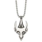 Men's Stainless Steel Skull Necklace with Polished Antiqued Finish 22in