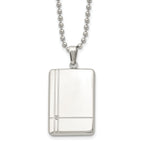 Chisel Stainless Steel Polished with CZ Dog Tag on a 22 inch Ball Chain Necklace