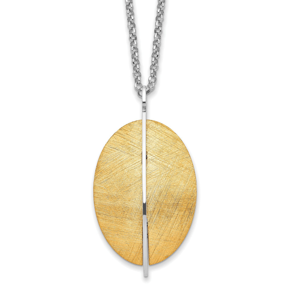 Two-Tone Fancy Necklace in Sterling Silver, Brushed, 16.5 Inch