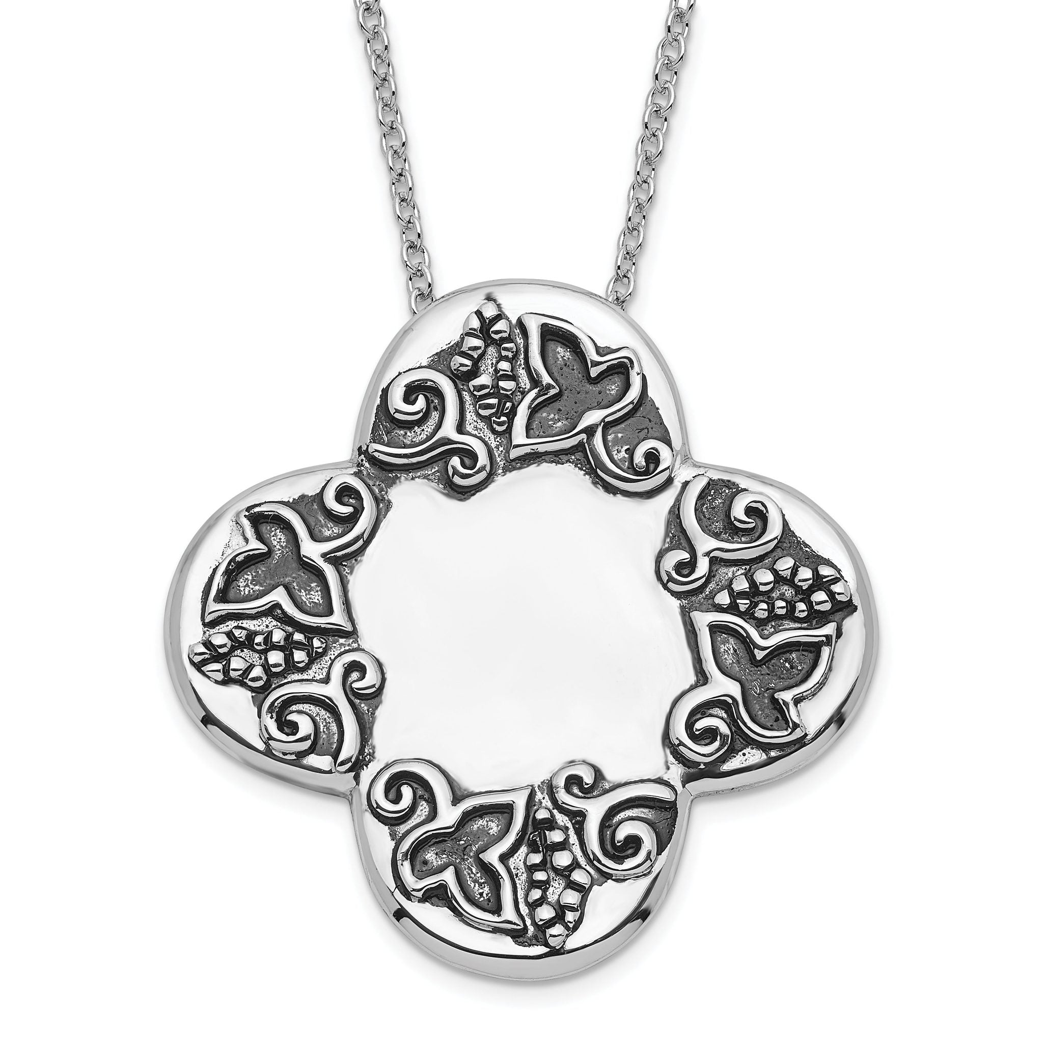 925 Sterling Silver Polished Antiqued Women's Cross Necklace Gift Ready