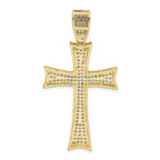 14K Gold Large Cross Pendant with Rhodium, Micro Pave CZ, Elegant Design