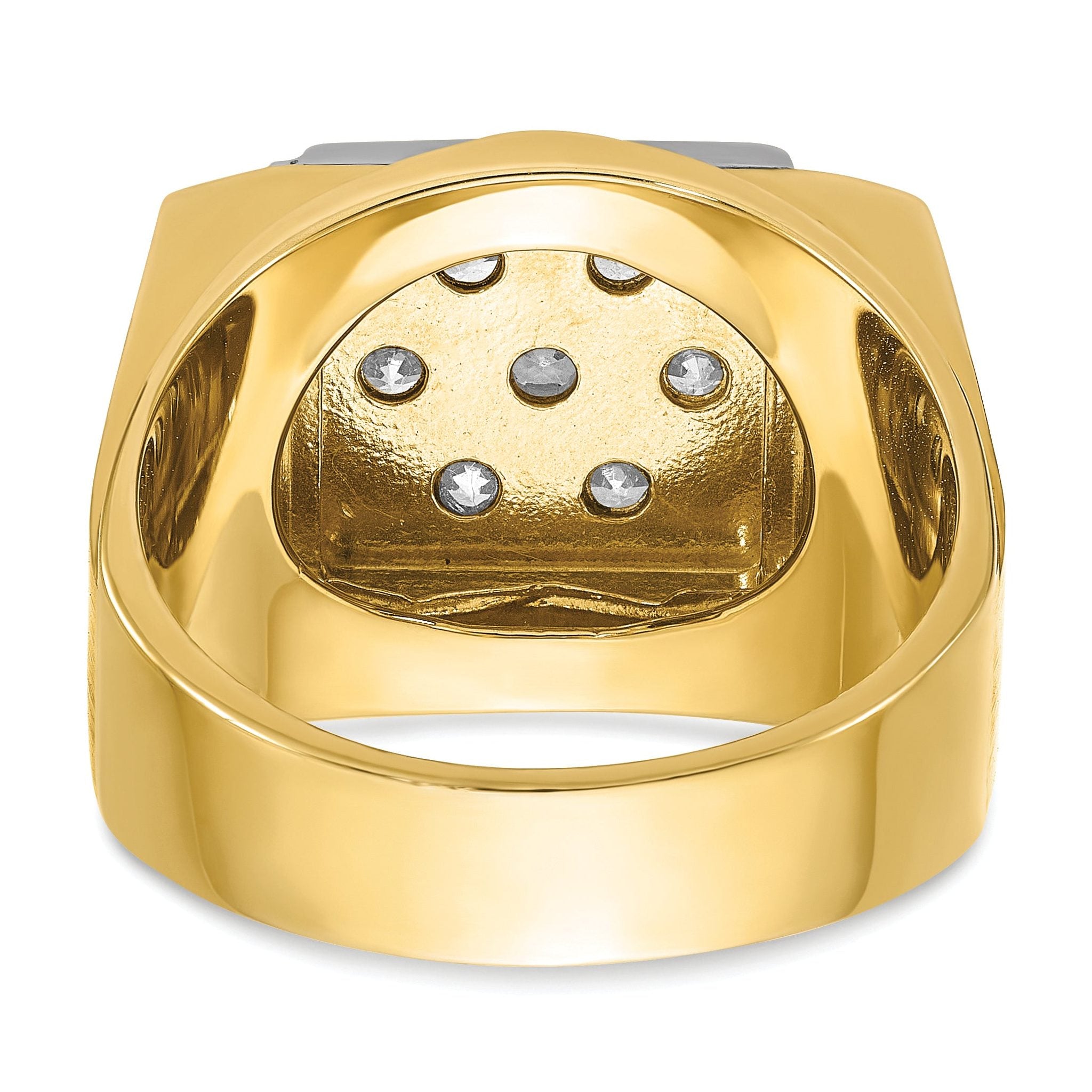 14k Two-tone Mens Polished and Satin Cluster Ring Mounting, Mounting Only