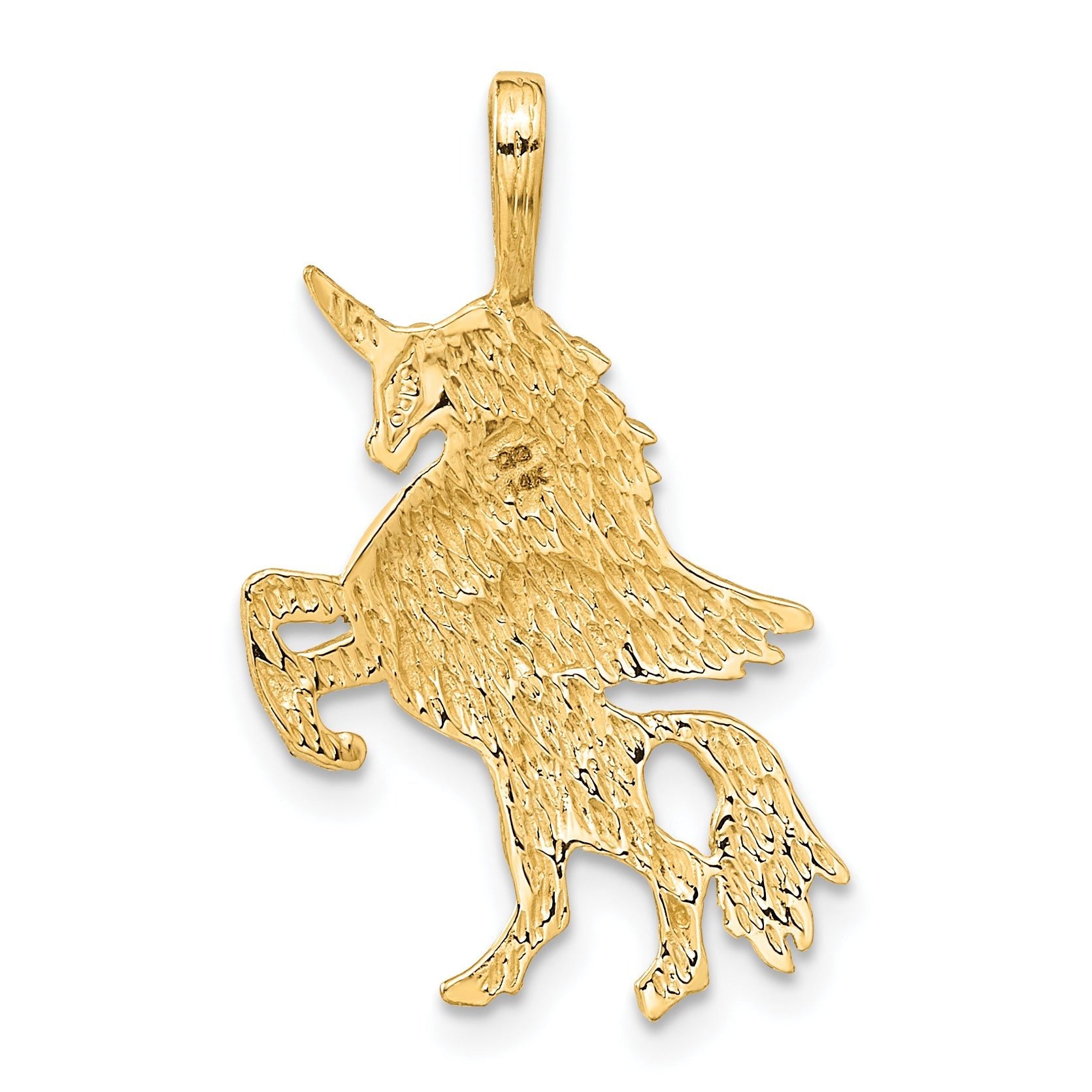 14K Gold Unicorn Charm with Brushed Diamond-Cut Elegance