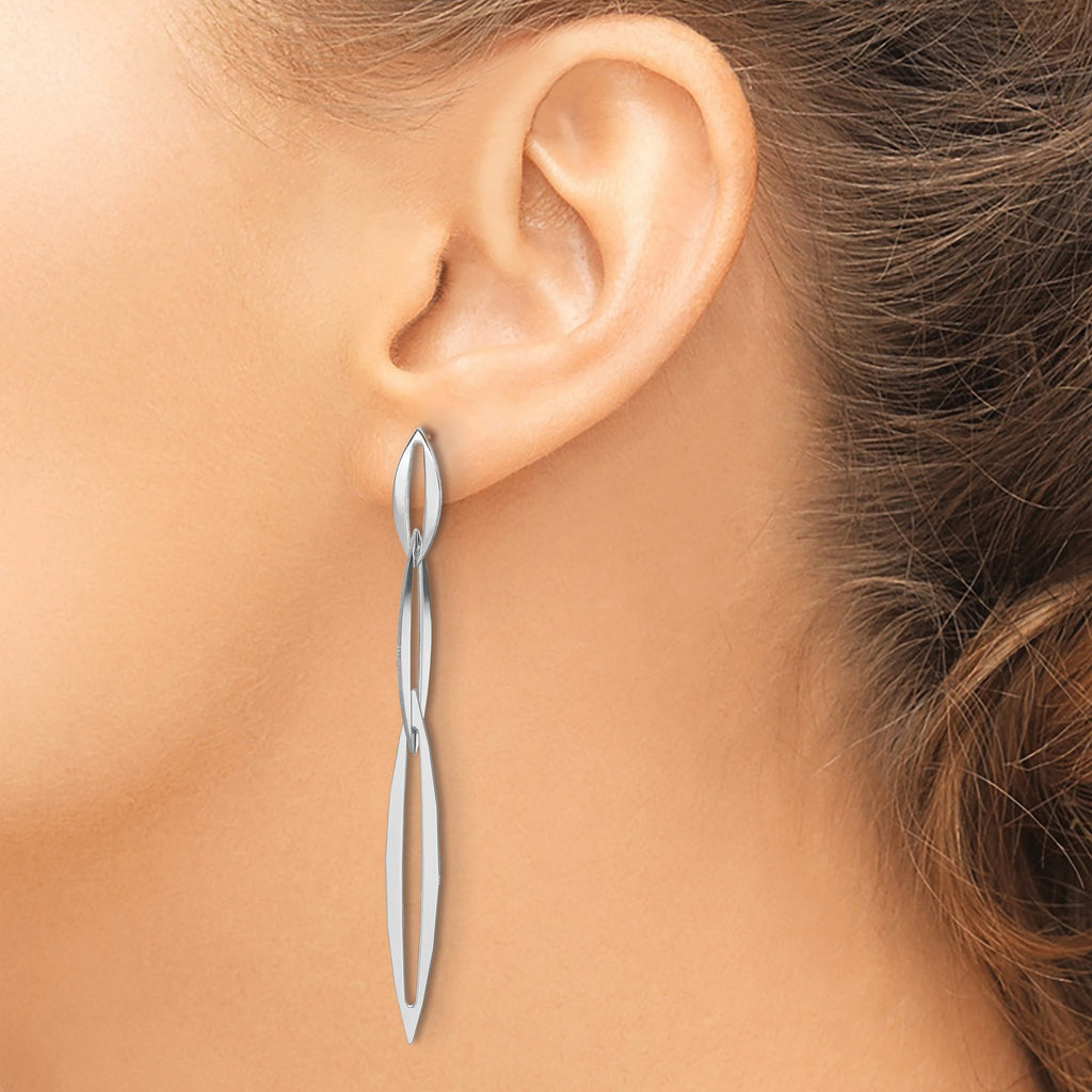 Sterling Silver Rhodium-plated Polished Post Dangle Earrings
