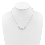 Sterling Silver Rhodium-plated 7-8mm Semi-Round White Freshwater Cultured Pearl and Beads 16 inch with 2 inch Extender Necklace