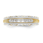 14k and Rhodium AA Quality 1/20 carat Diamond Trio Mens Complete Wedding Band