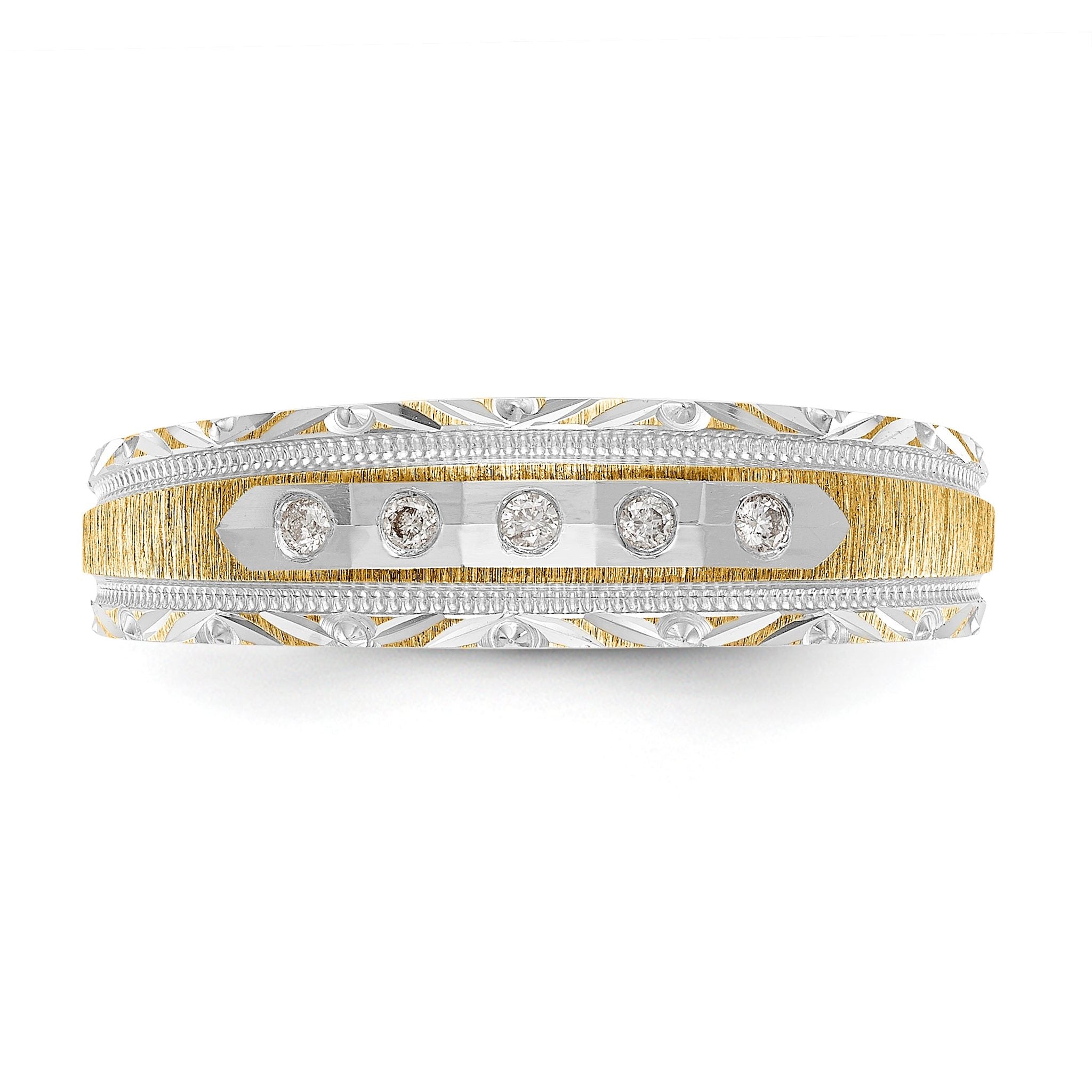 14k and Rhodium AA Quality 1/20 carat Diamond Trio Mens Complete Wedding Band