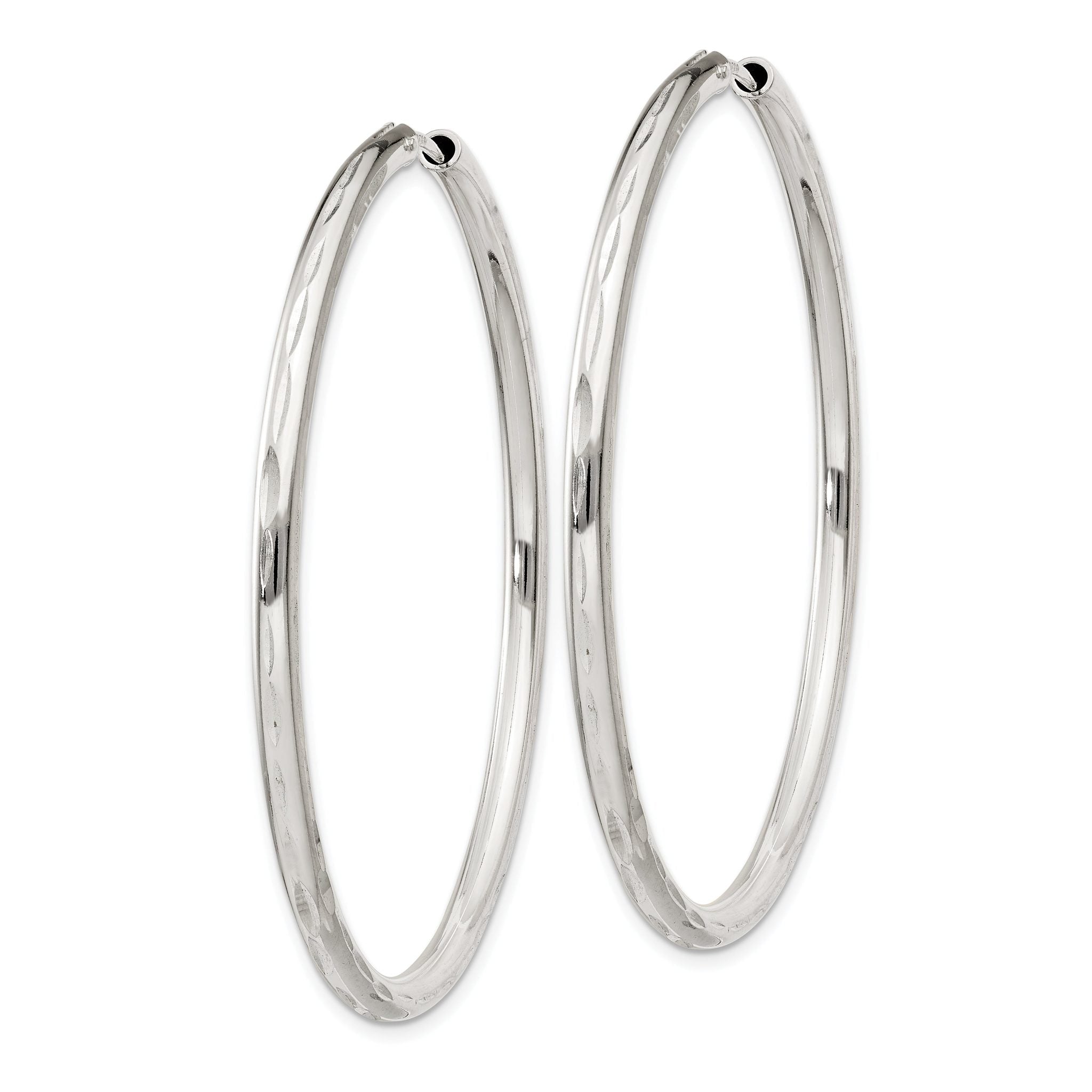 Sterling Silver D/C 2.5x50mm Endless Hoop Earrings Secondary image