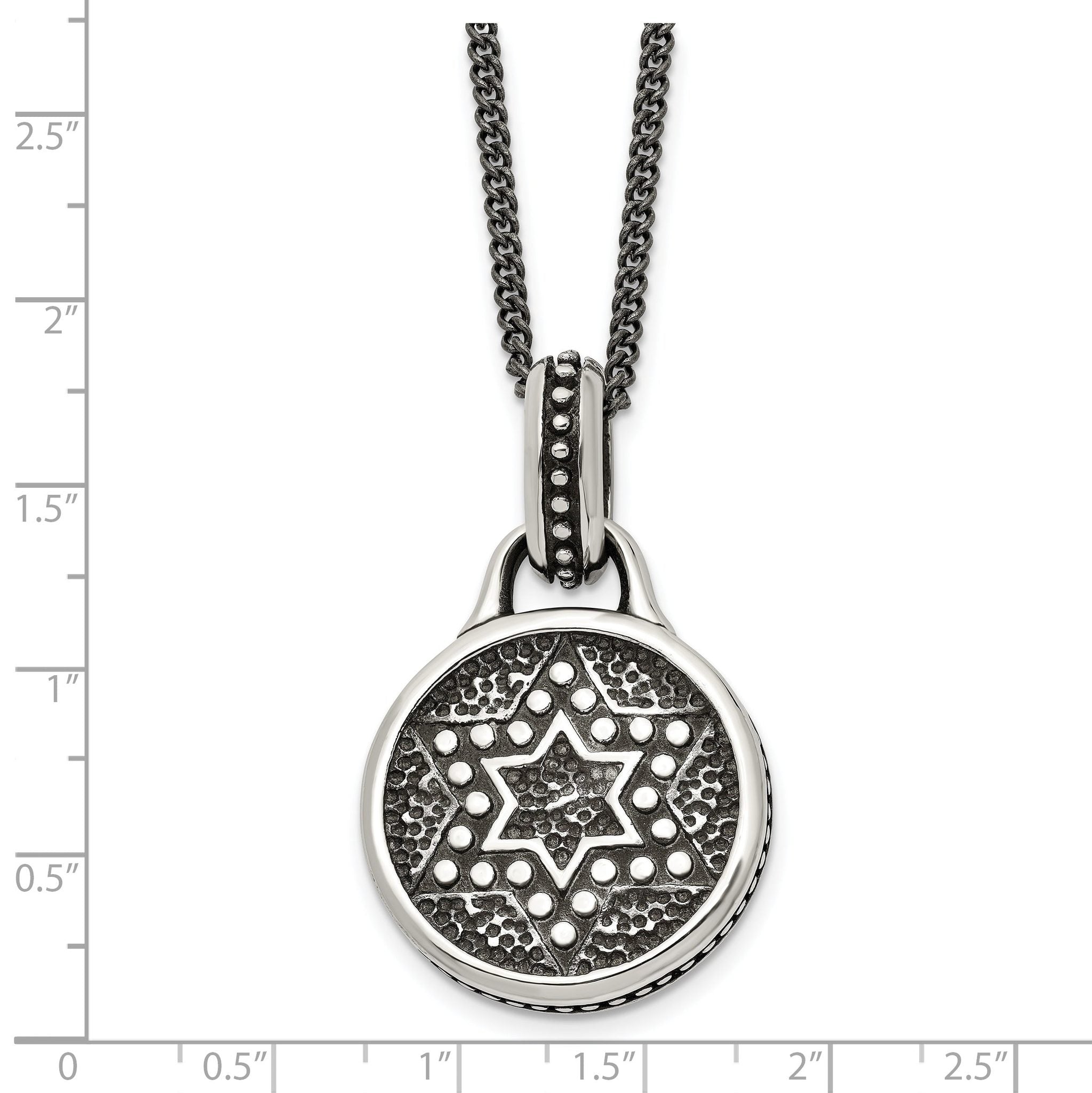 Men's Stainless Steel Polished Star of David 22in Necklace