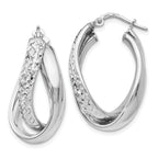 Sophia Jewelers Sterling Silver 925 Textured Polished Hoop Earrings