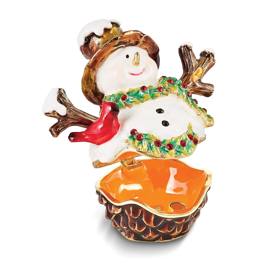 Garland Snowman Trinket Box & Necklace Set in Pewter