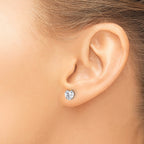 Stainless Steel Polished Heart Cubic Zirconia Stud Earrings