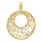 14K Yellow Gold Circle Pendant with Solid Casted Design