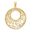 14K Yellow Gold Circle Pendant with Solid Casted Design