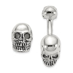 Sterling Silver Antiqued Skull Cuff Links