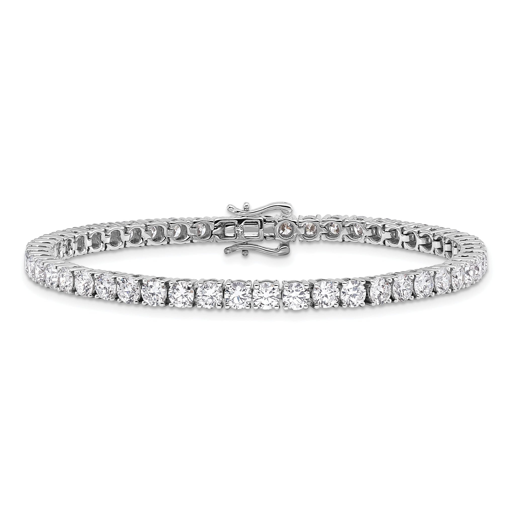 14k White Gold 7 7/8 carat Lab Grown Diamond VS/SI+ G+ Round Tennis Bracelet