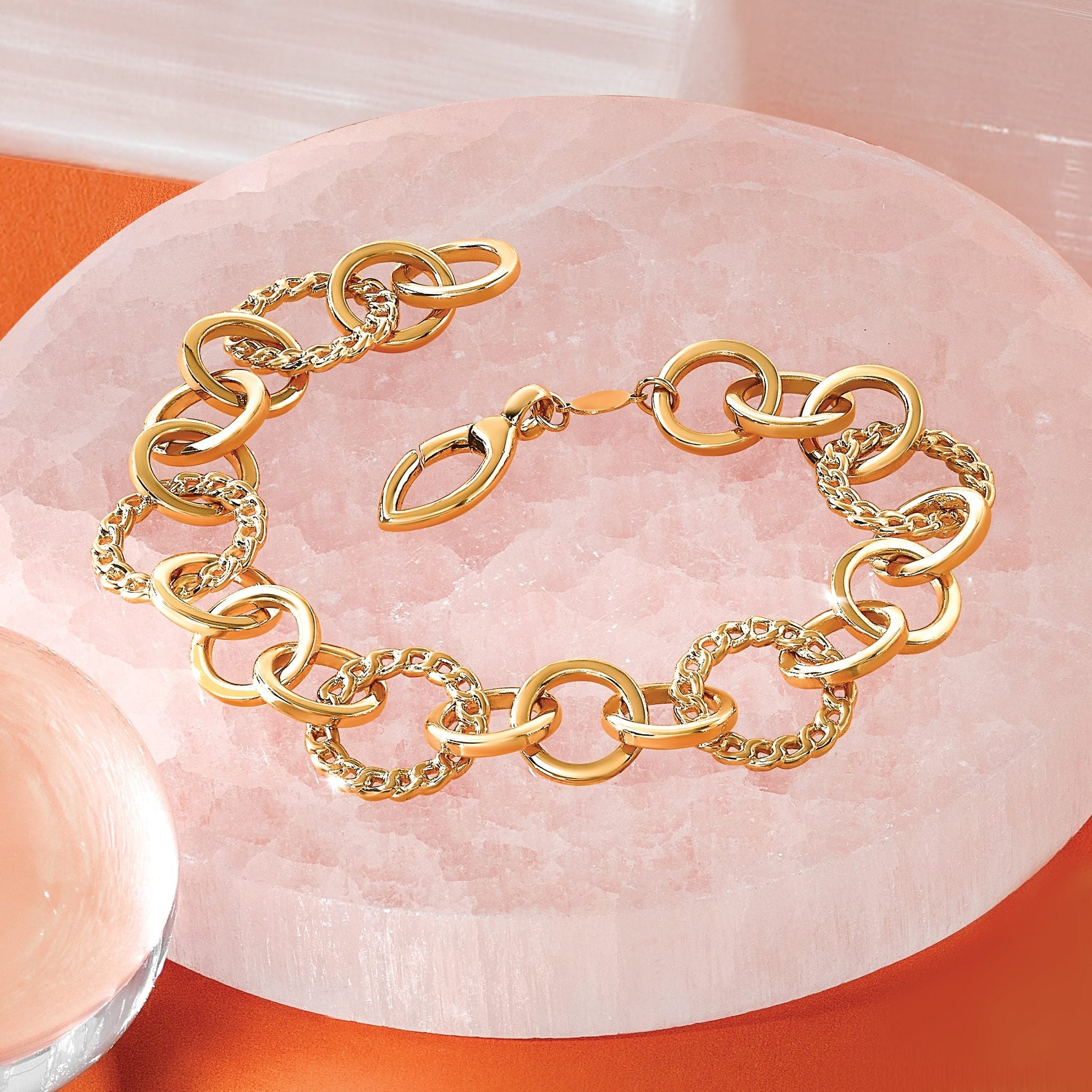 14K Polished Fancy Circle Link Bracelet