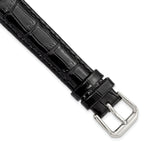 Crocodile Grain Leather Watch Band in Black, 19mm