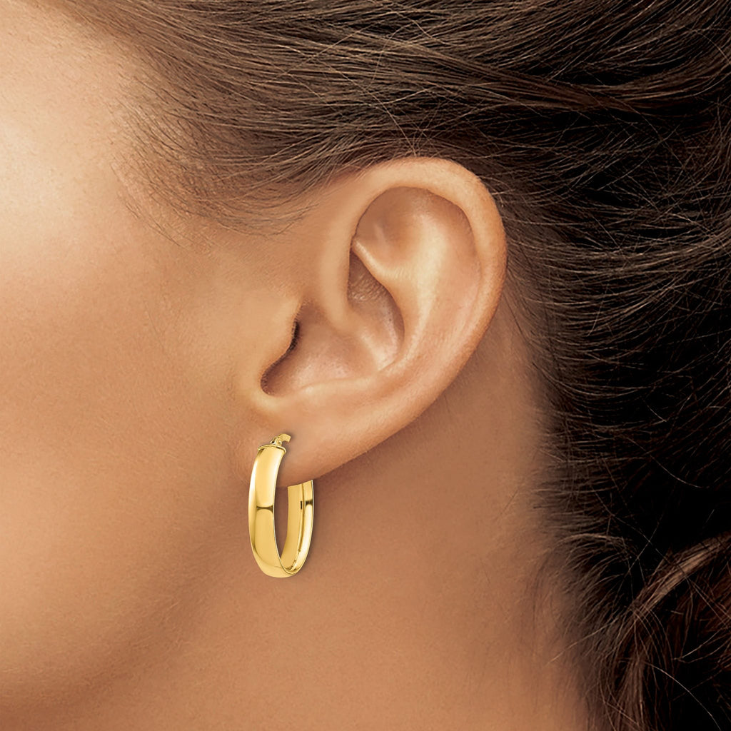 14k High Polished 5mm Oval Hoop Earrings