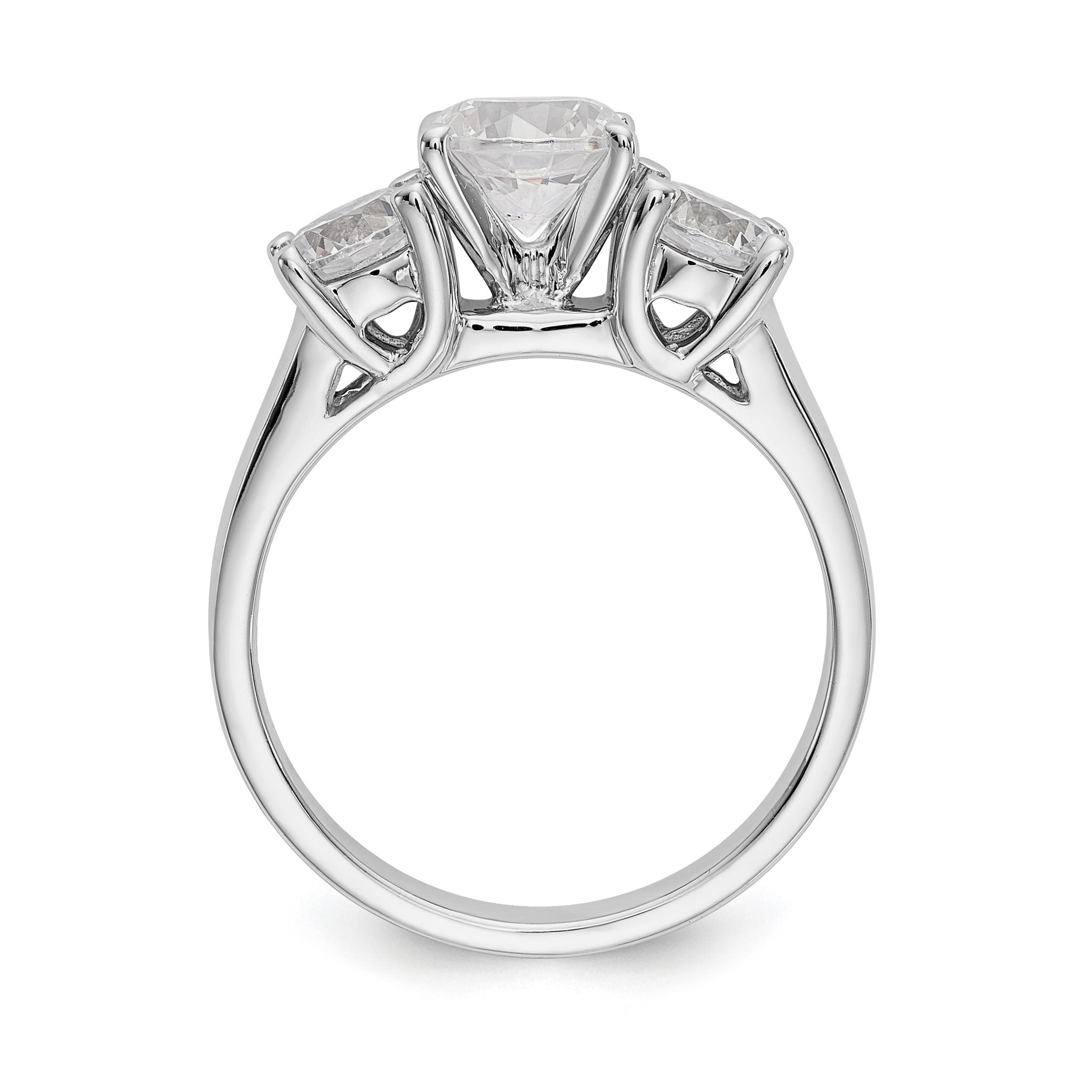14K White Gold 3-Stone Peg Set Center Semi-mount Diamond Engagement Ring Secondary image