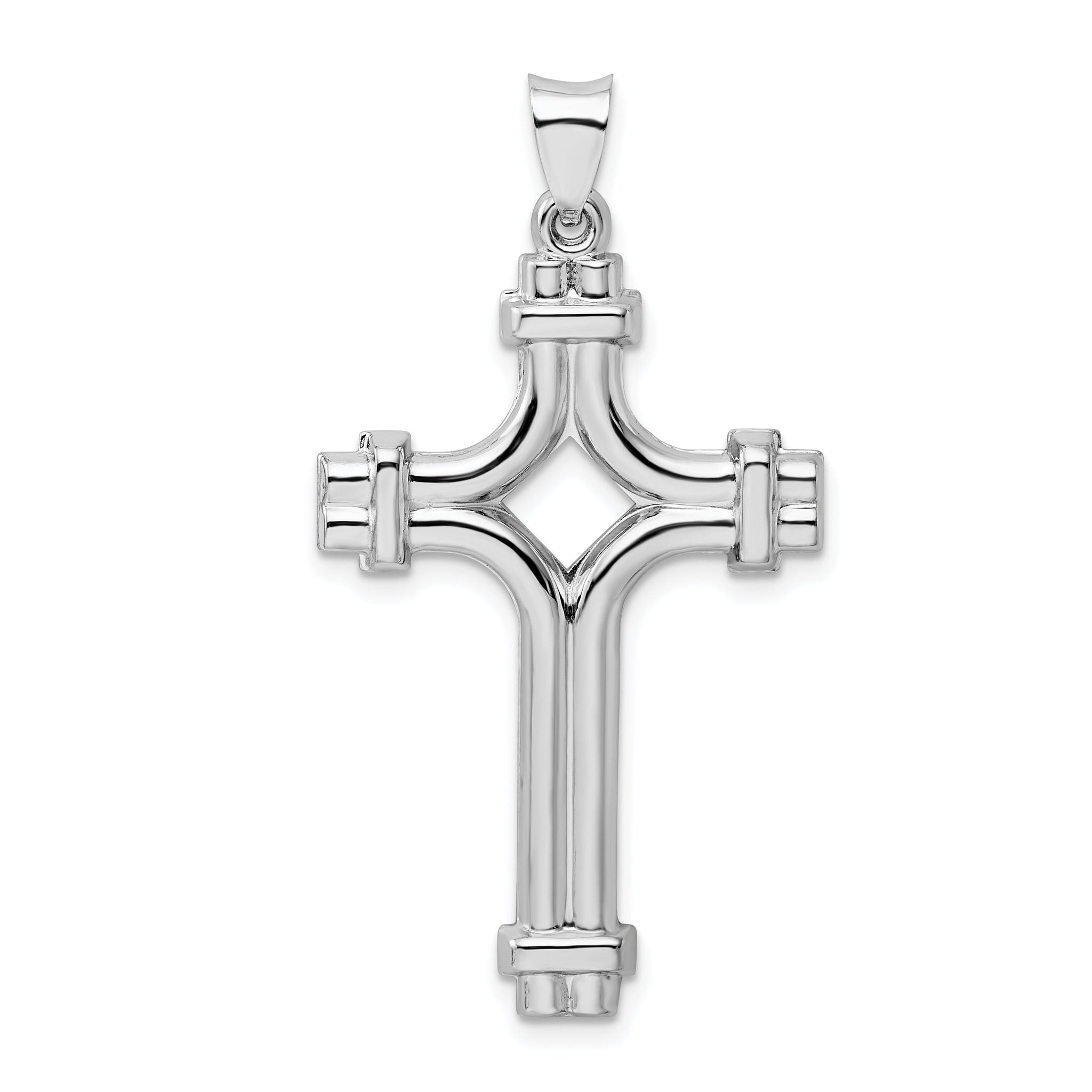 Sophia Jewelers Sterling Silver 925 Polished Rhodium Cross Pendant