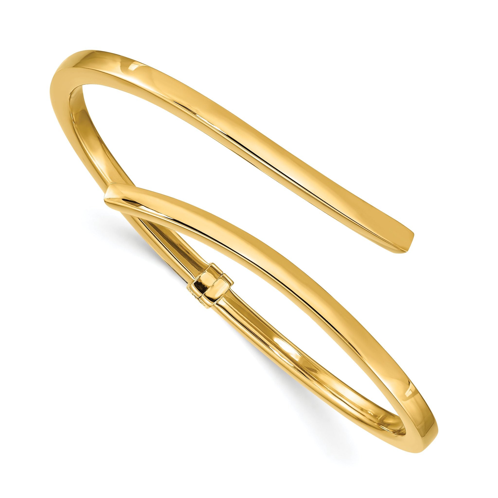 Sterling Silver Gold-tone Polished Bypass Hinged Bangle Main image